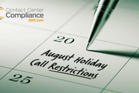 August 2017 Holiday Call Restrictions