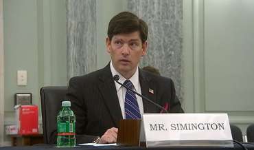 Nathan Simington speaks to the Senate Commerce Committee
